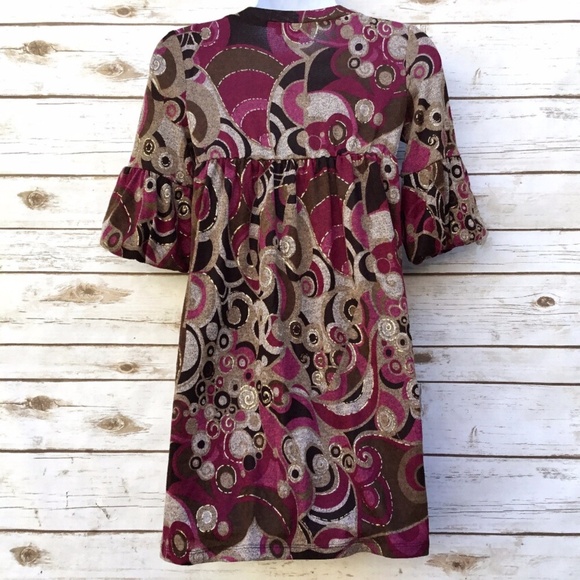 Amy Byer Empire Waist Bell Sleeve Dress Tunic Top - Picture 4 of 8